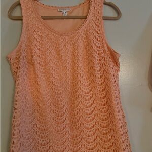 Isaac Mizrahi Peach Lace Tank Top